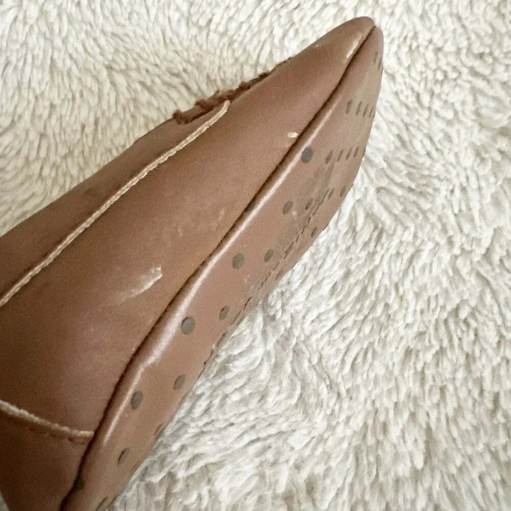 Janie & Jack Infant Brown Leather Moccasins 12-18 Months Embroidered Dog Design